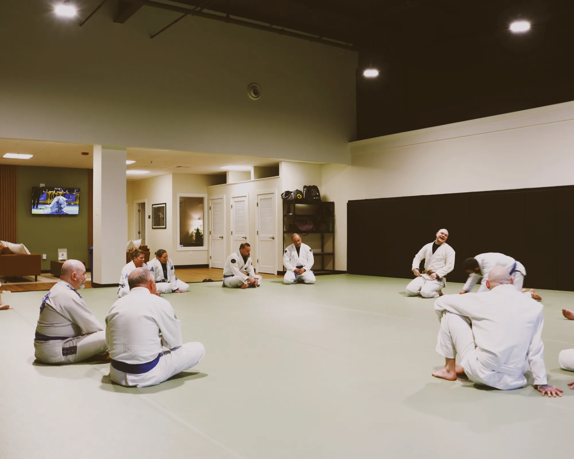 Students laughing together during a Master Cycle class.
